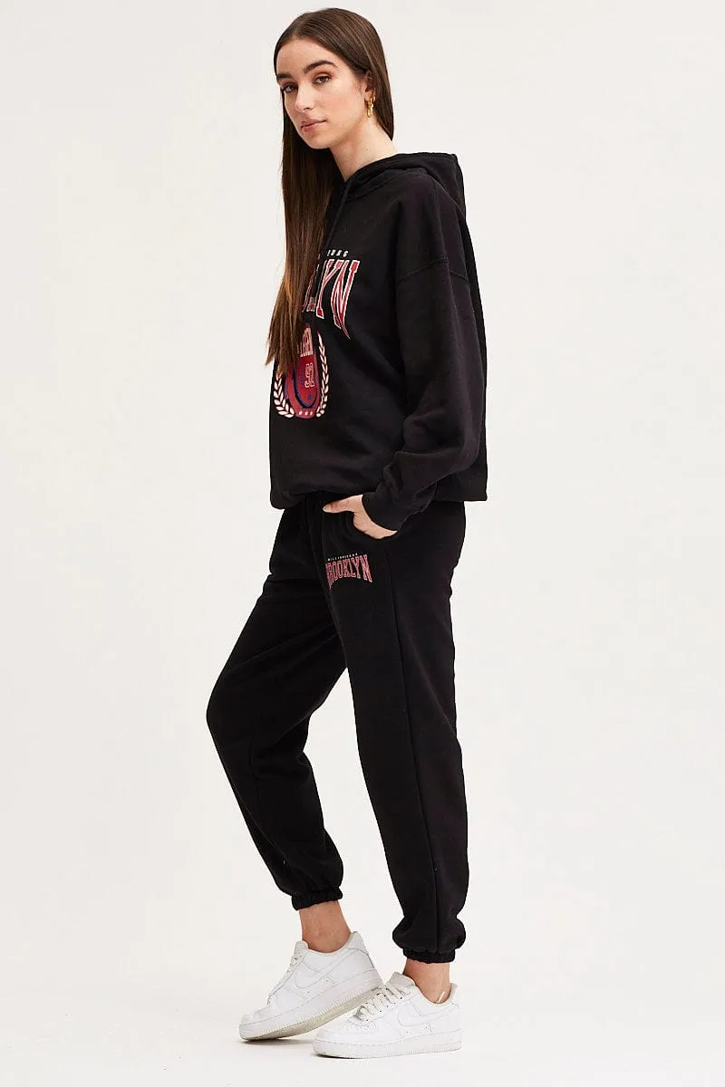 Black Track Pants High Rise 8141273530602