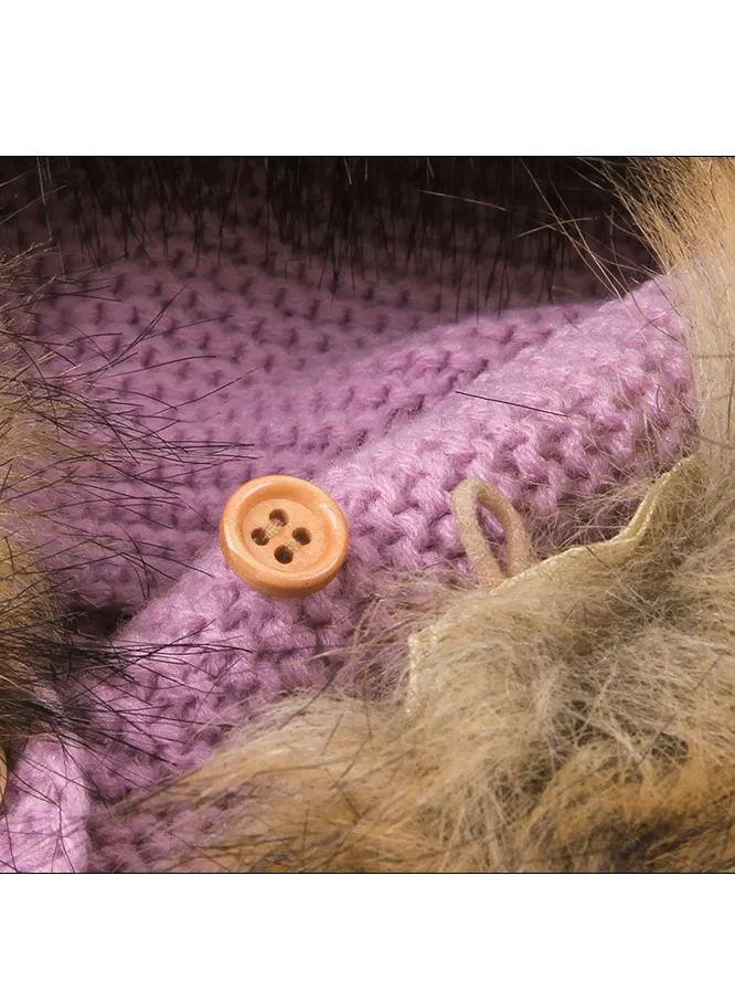Cute Faux Fur Trimmed Ear Hooded Crochet Coat Winter Outwear