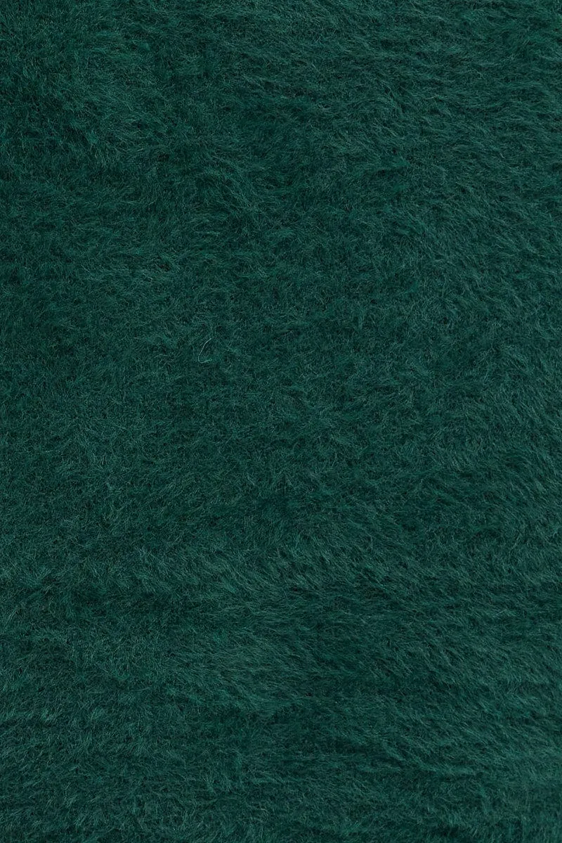 Green Fluffy Knit Jumper Long Sleeve