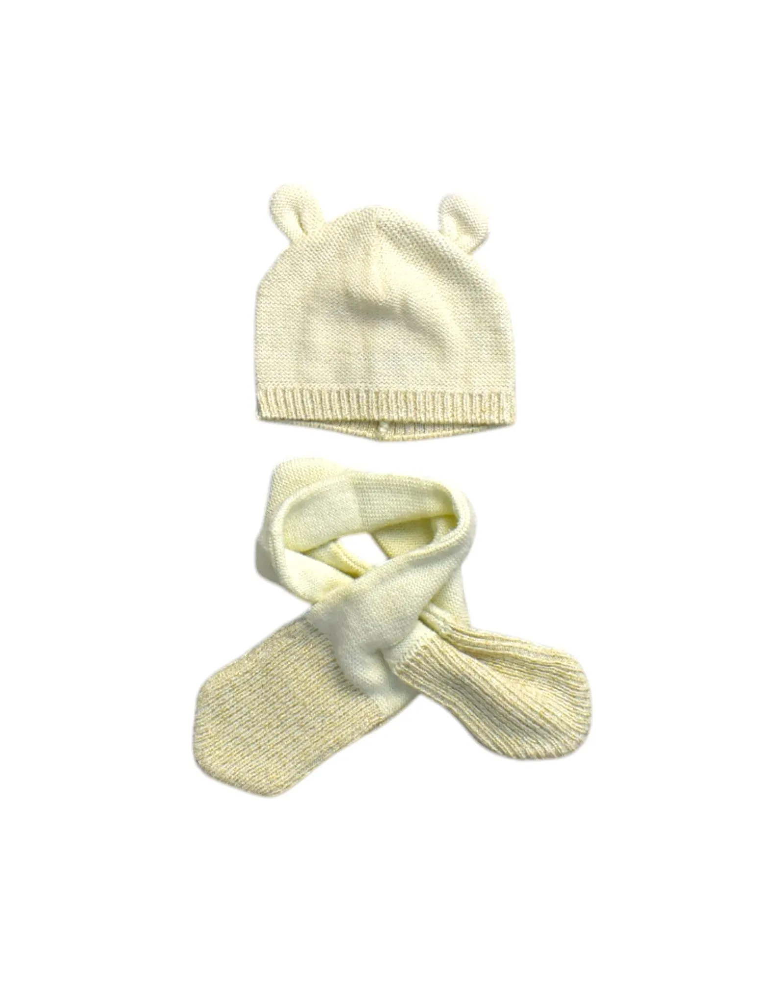 Petit Bateau Knitted Beanie With Ears And Scarf Set O/S