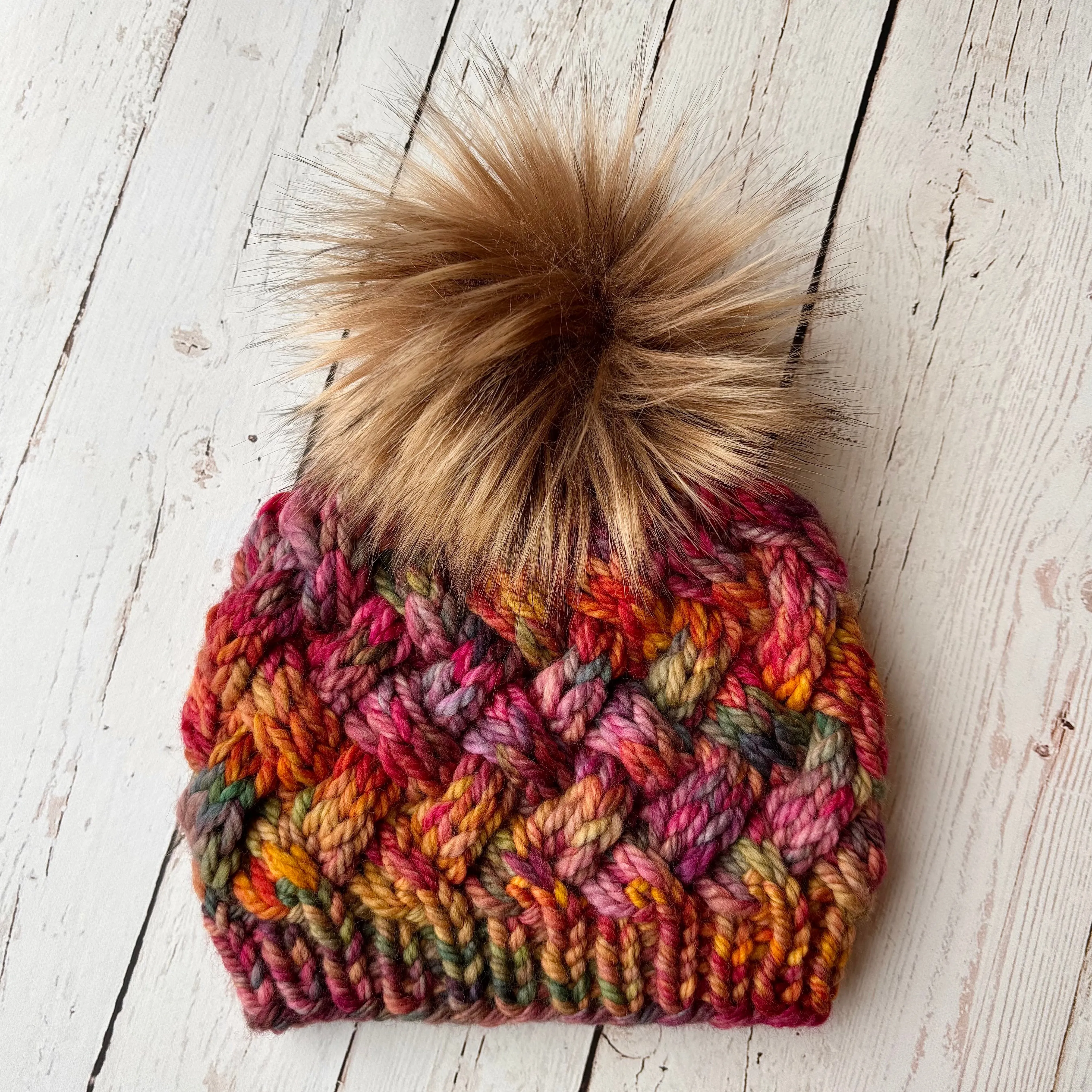 Yukon Slouch | LUXURY Handmade 100% Merino Wool Knit Beanie | Malabrigo Chunky | Detachable faux fur pom pom| INFANT Size | Ready To Ship
